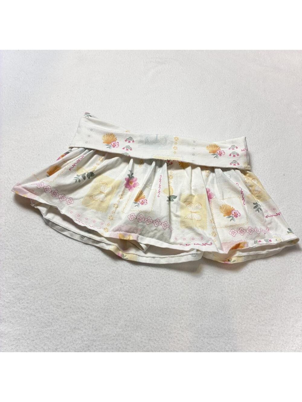 Hollister fold over mini skirt shorts skort colorful flowers butterflies shells